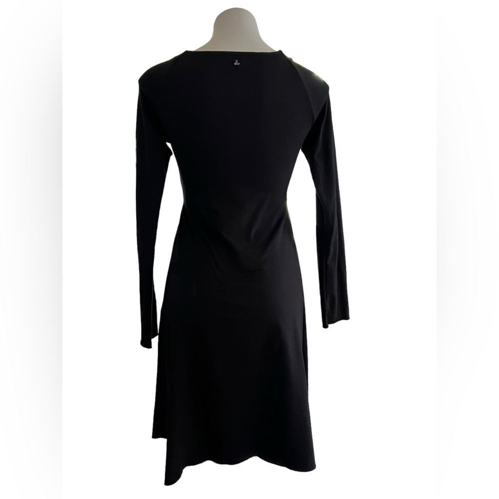 Prana Tally Women Long Sleeve Dress Black Front Crossover Wrap Size Medium - Picture 4 of 12
